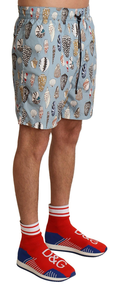 Dolce &amp; Gabbana Blue Seashell Beachwear Badmode Shorts
