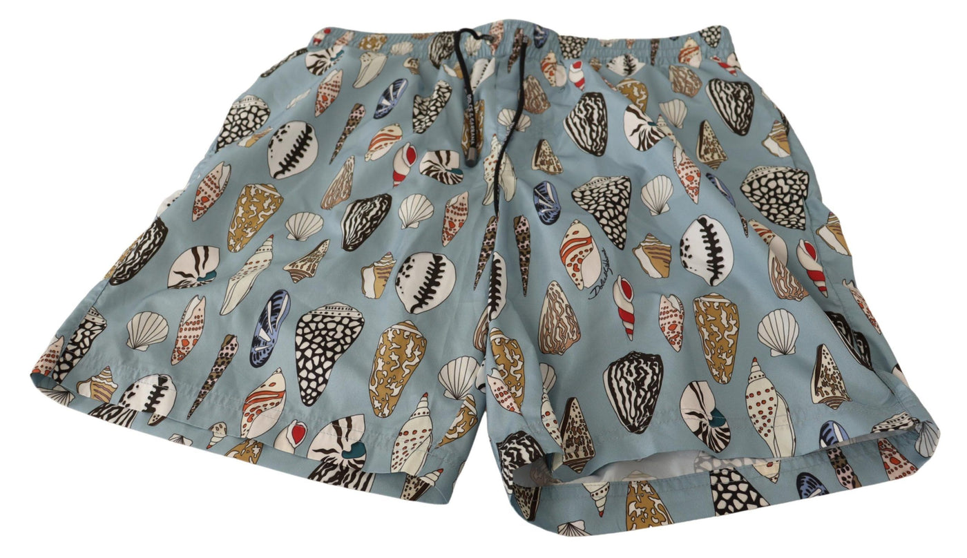 Dolce &amp; Gabbana Blue Seashell Beachwear Badmode Shorts