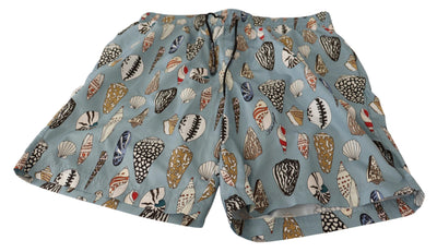 Dolce &amp; Gabbana Blue Seashell Beachwear Badmode Shorts