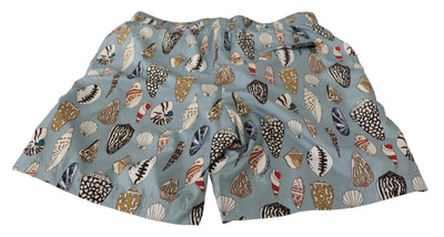 Dolce &amp; Gabbana Blue Seashell Beachwear Badmode Shorts
