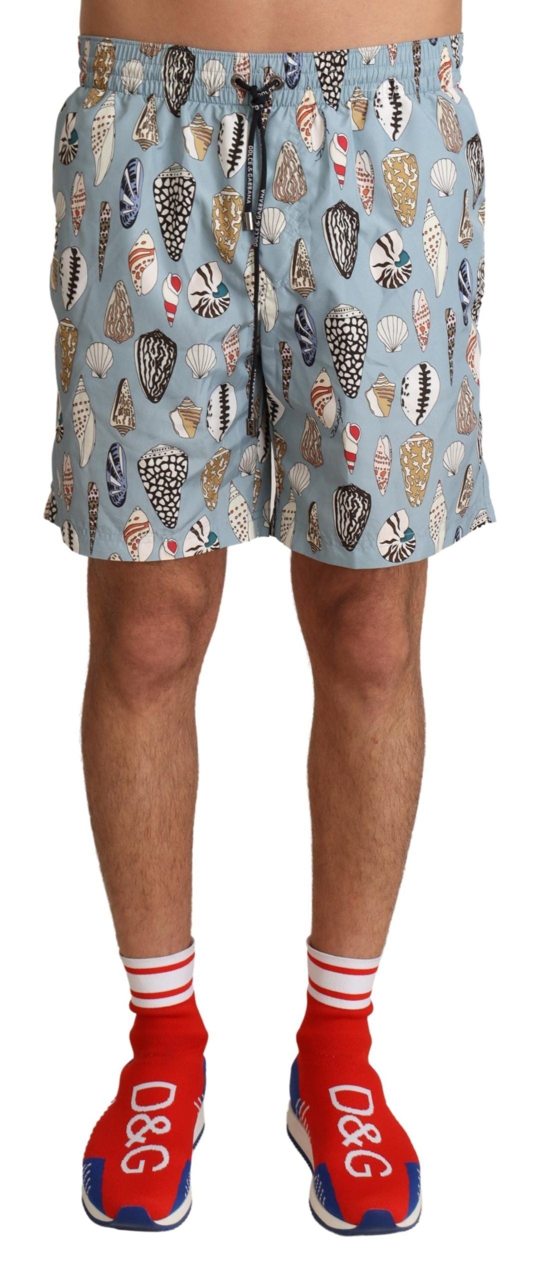 Dolce &amp; Gabbana Blue Seashell Beachwear Badmode Shorts