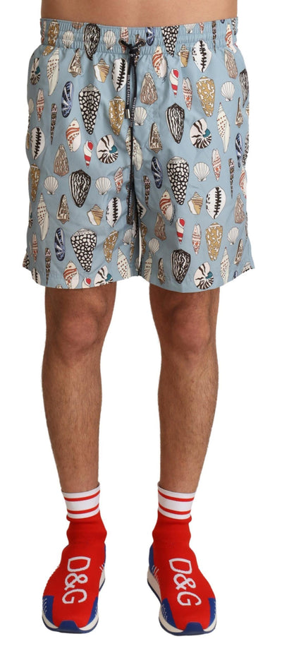 Dolce &amp; Gabbana Blue Seashell Beachwear Badmode Shorts