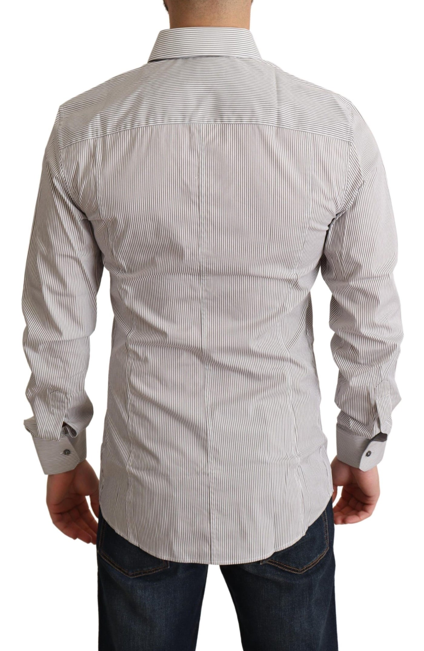 Dolce &amp; Gabbana Grijs Katoen Slim Fit Heren SICILY Overhemd