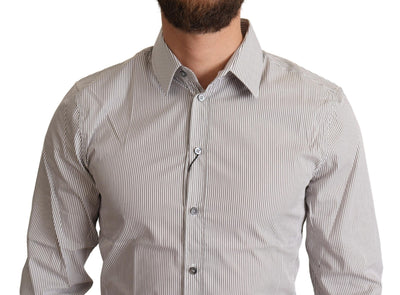 Dolce &amp; Gabbana Grijs Katoen Slim Fit Heren SICILY Overhemd