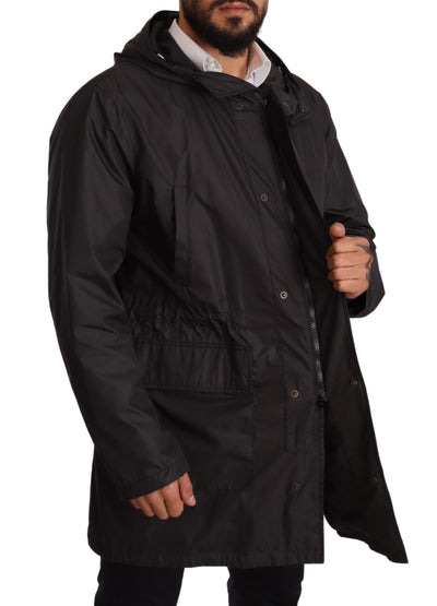 Dolce &amp; Gabbana zwarte trenchcoat met capuchon voor heren