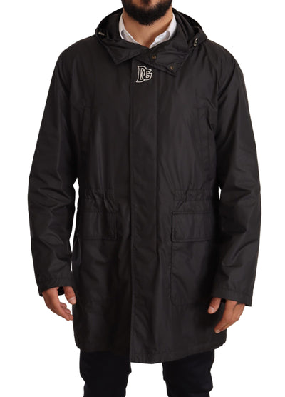 Dolce &amp; Gabbana zwarte trenchcoat met capuchon voor heren