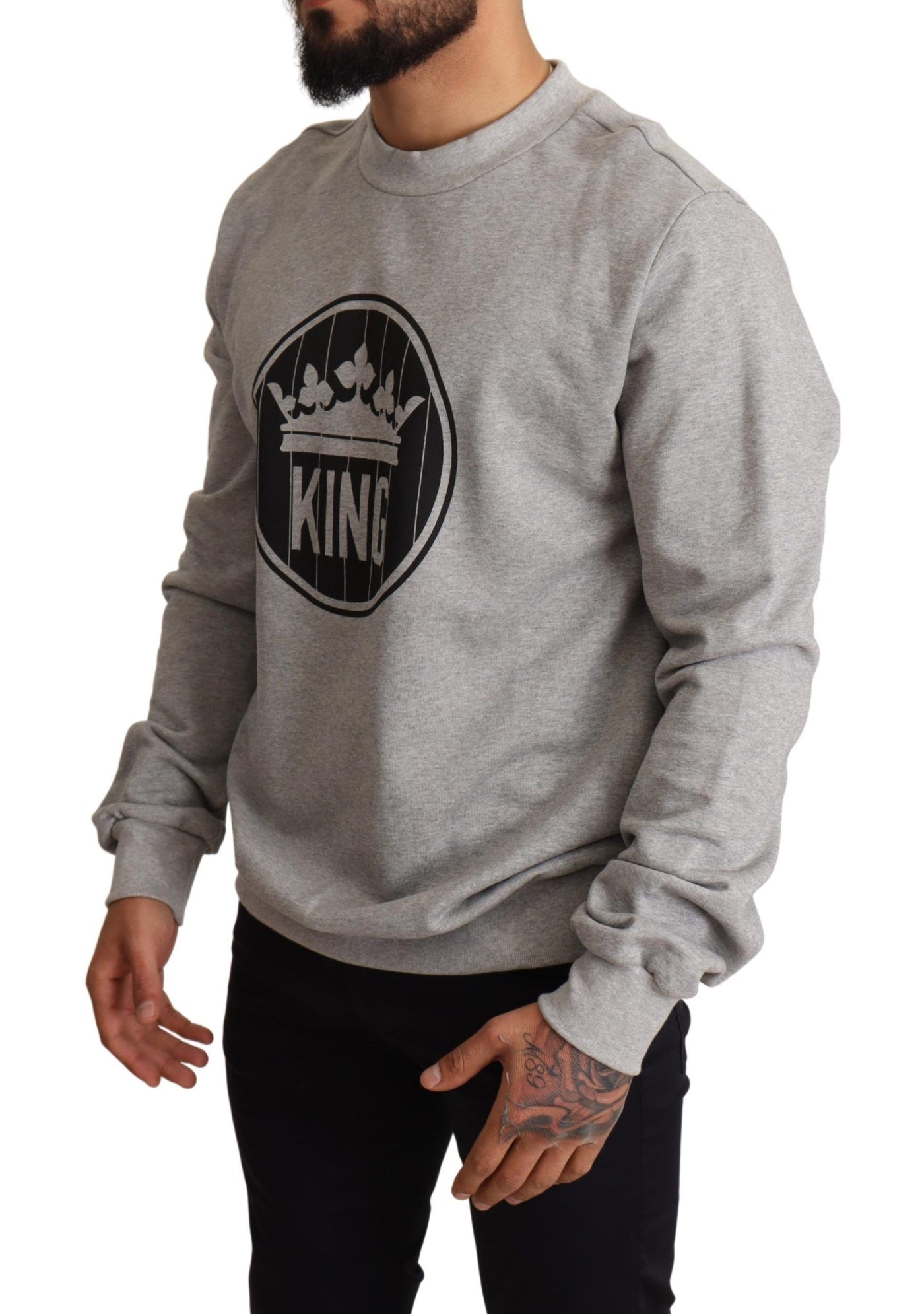 Dolce &amp; Gabbana Grijze Crown King Print Katoenen Trui