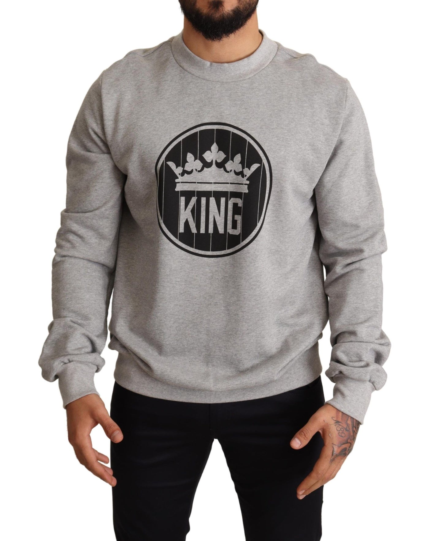 Dolce &amp; Gabbana Grijze Crown King Print Katoenen Trui