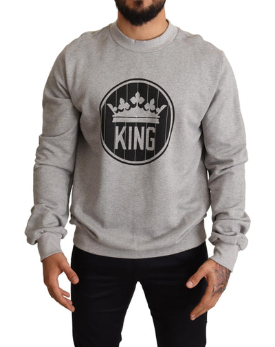 Dolce &amp; Gabbana Grijze Crown King Print Katoenen Trui