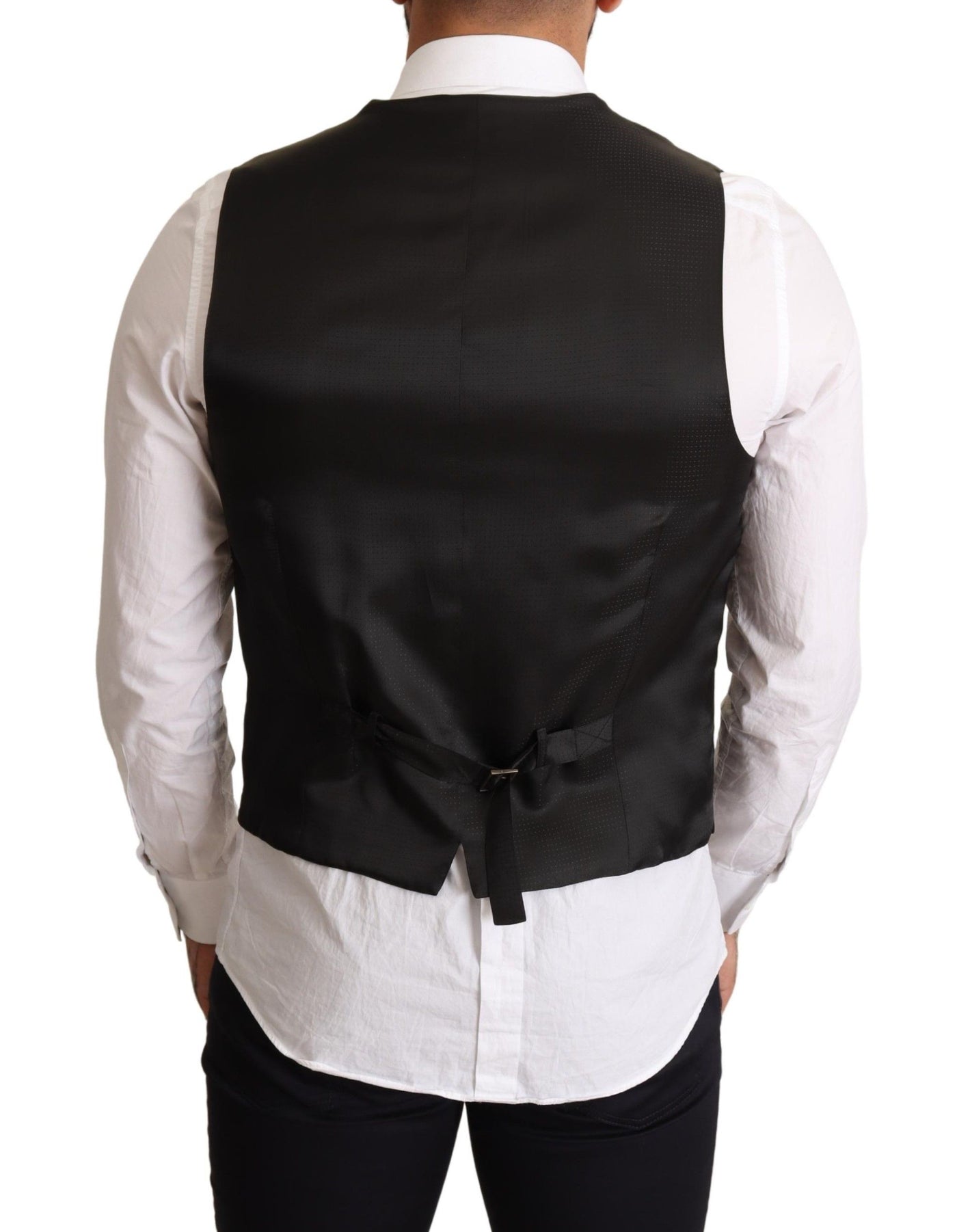 Dolce &amp; Gabbana Zwarte Wollen Formele Vestjurk