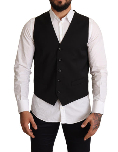 Dolce &amp; Gabbana Zwarte Wollen Formele Vestjurk