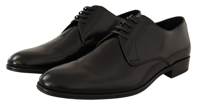 Dolce &amp; Gabbana Zwarte Leren Veterschoenen Heren Derby Schoenen