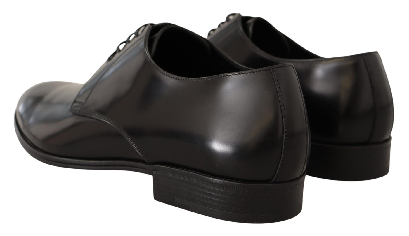 Dolce &amp; Gabbana Zwarte Leren Veterschoenen Heren Derby Schoenen