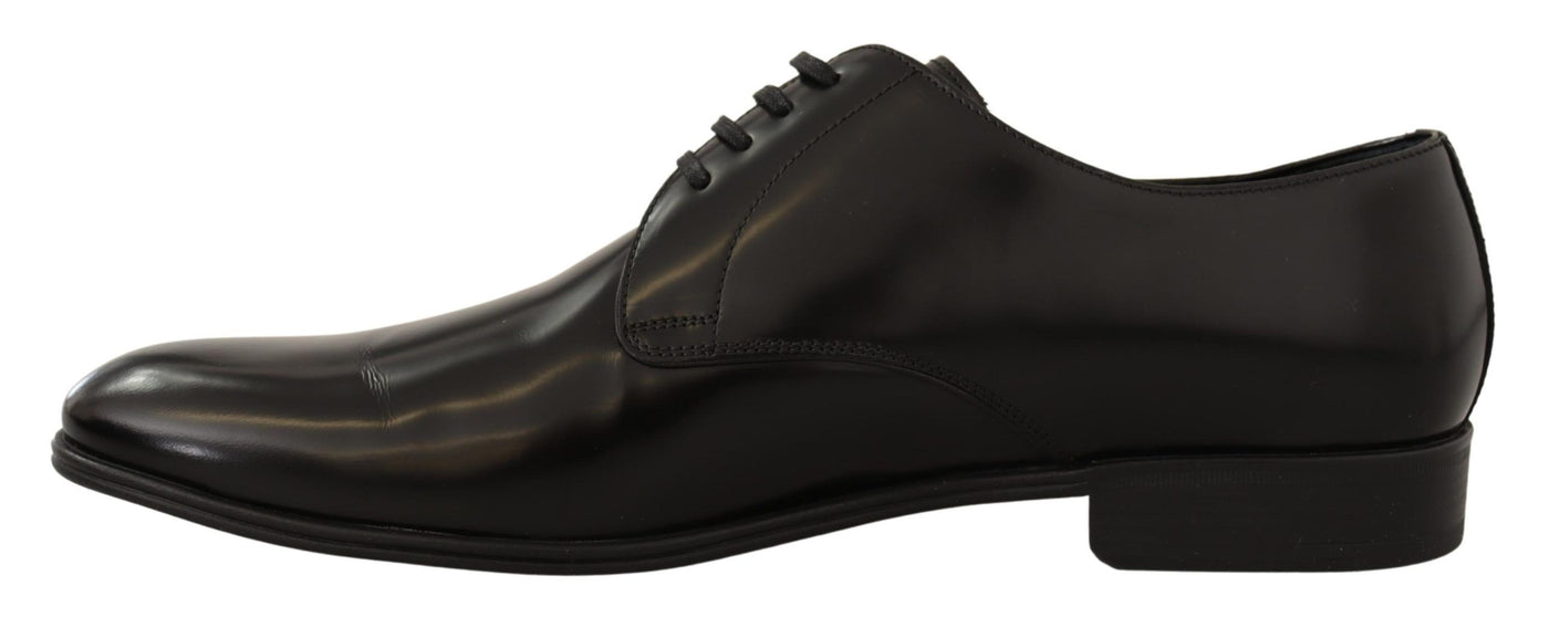 Dolce &amp; Gabbana Zwarte Leren Veterschoenen Heren Derby Schoenen