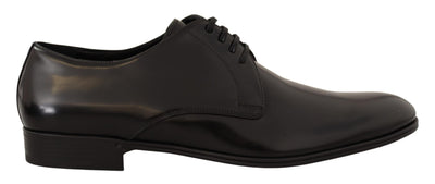 Dolce &amp; Gabbana Zwarte Leren Veterschoenen Heren Derby Schoenen