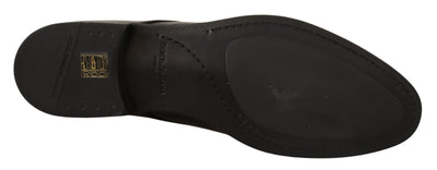 Dolce &amp; Gabbana Zwarte Leren Veterschoenen Heren Derby Schoenen