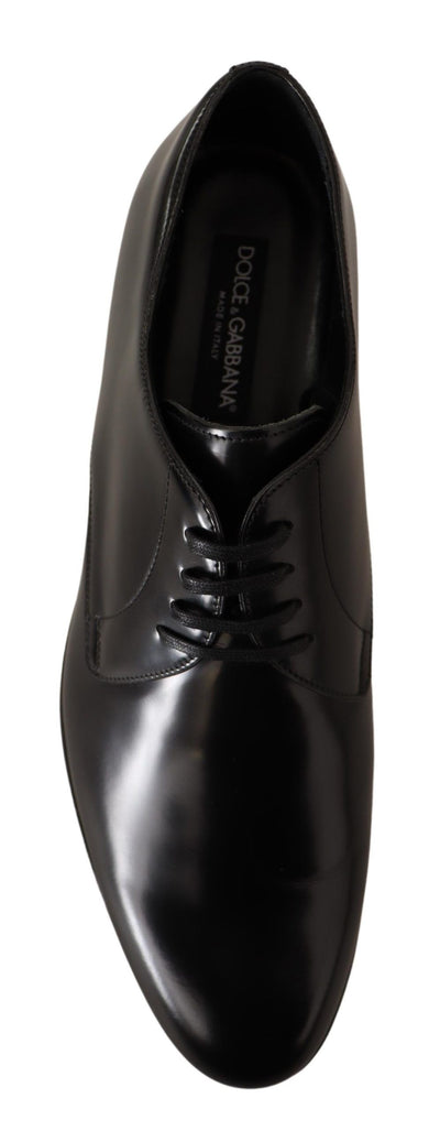 Dolce &amp; Gabbana Zwarte Leren Veterschoenen Heren Derby Schoenen