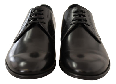 Dolce &amp; Gabbana Zwarte Leren Veterschoenen Heren Derby Schoenen