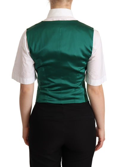 Gilet sans manches en satin de soie vert Dolce &amp; Gabbana