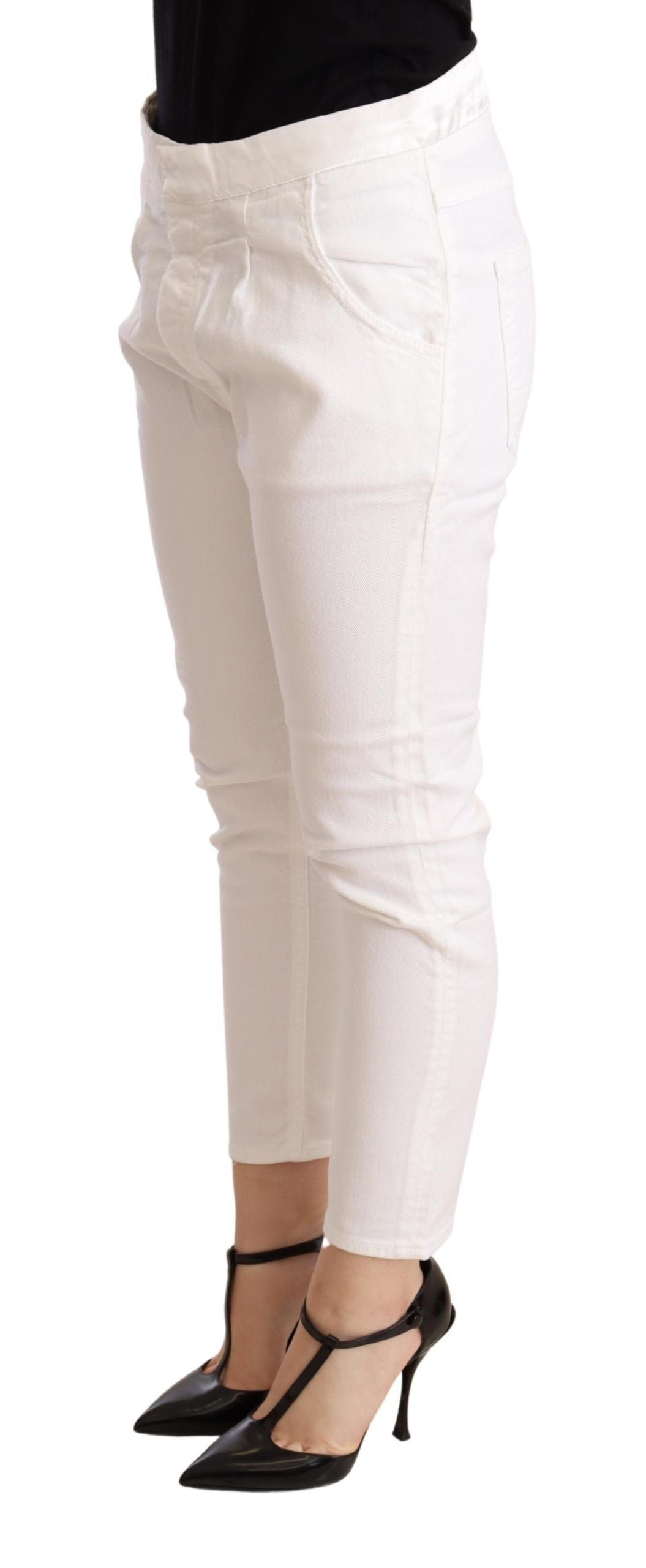 Pantalon slim taille moyenne en coton stretch blanc CYCLE