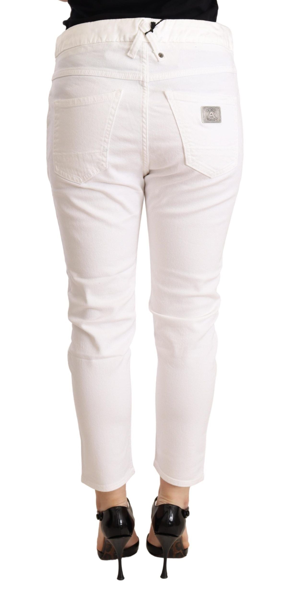 Pantalon slim taille moyenne en coton stretch blanc CYCLE