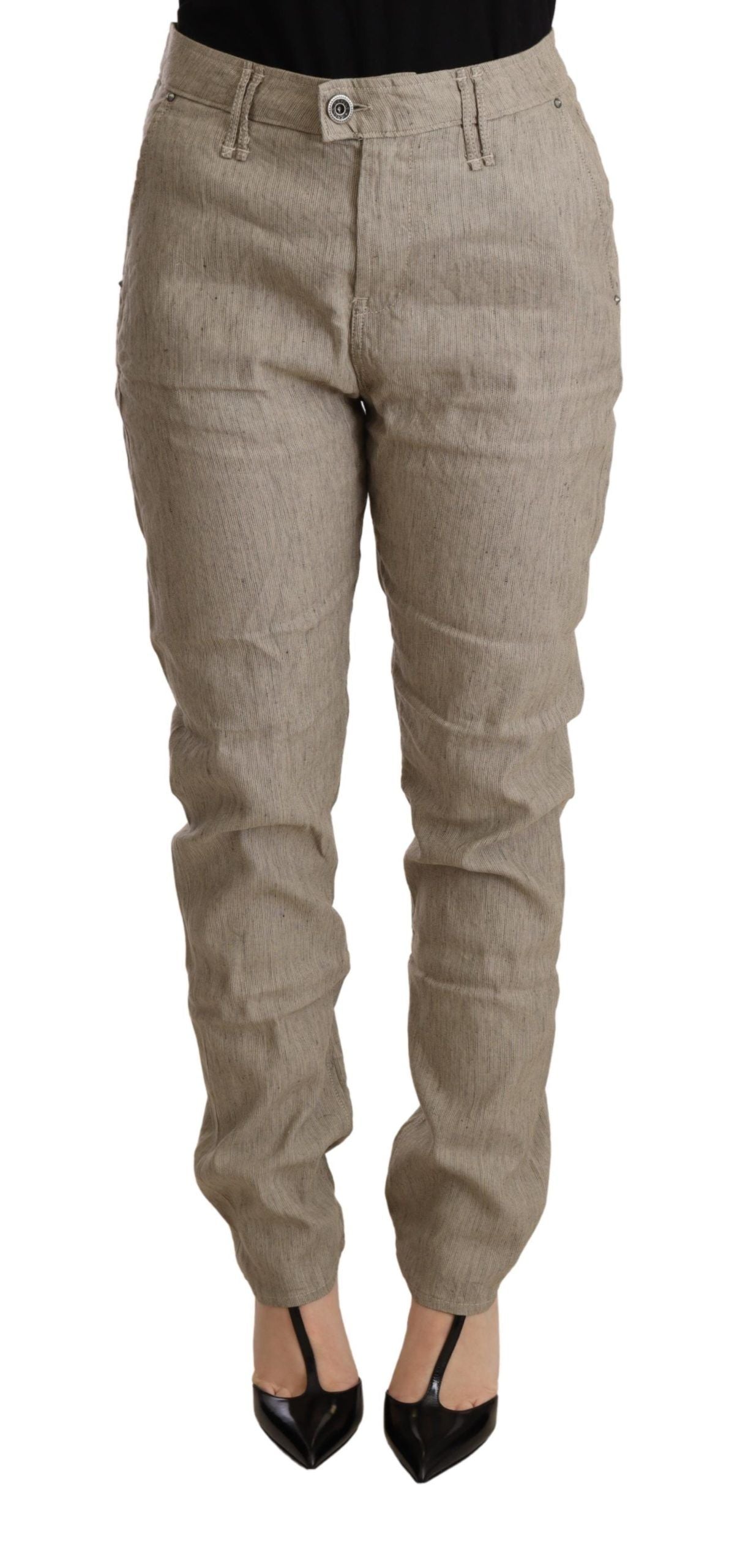 Pantalon ample décontracté taille moyenne extensible beige CYCLE