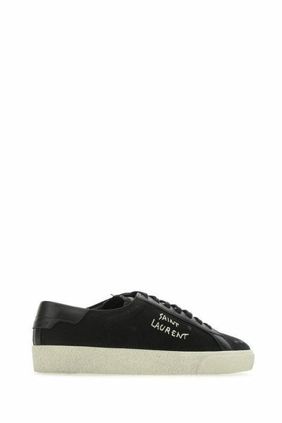 Baskets basses élégantes en toile et cuir noires Saint Laurent