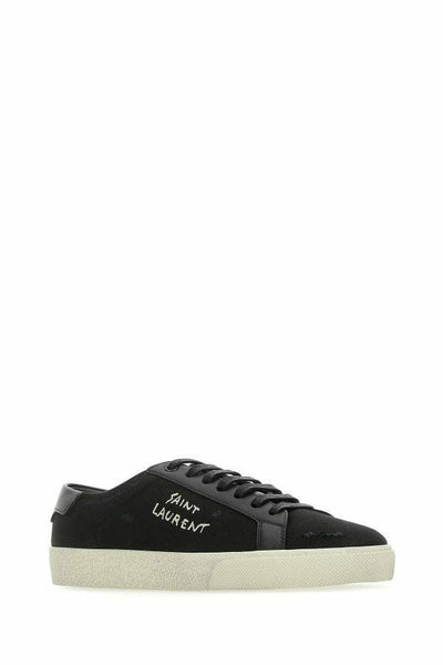 Baskets basses élégantes en toile et cuir noires Saint Laurent
