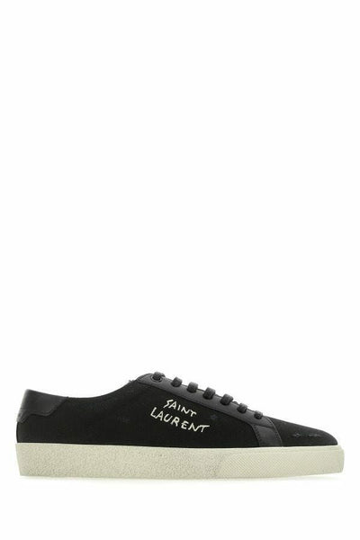 Baskets basses élégantes en toile et cuir noires Saint Laurent