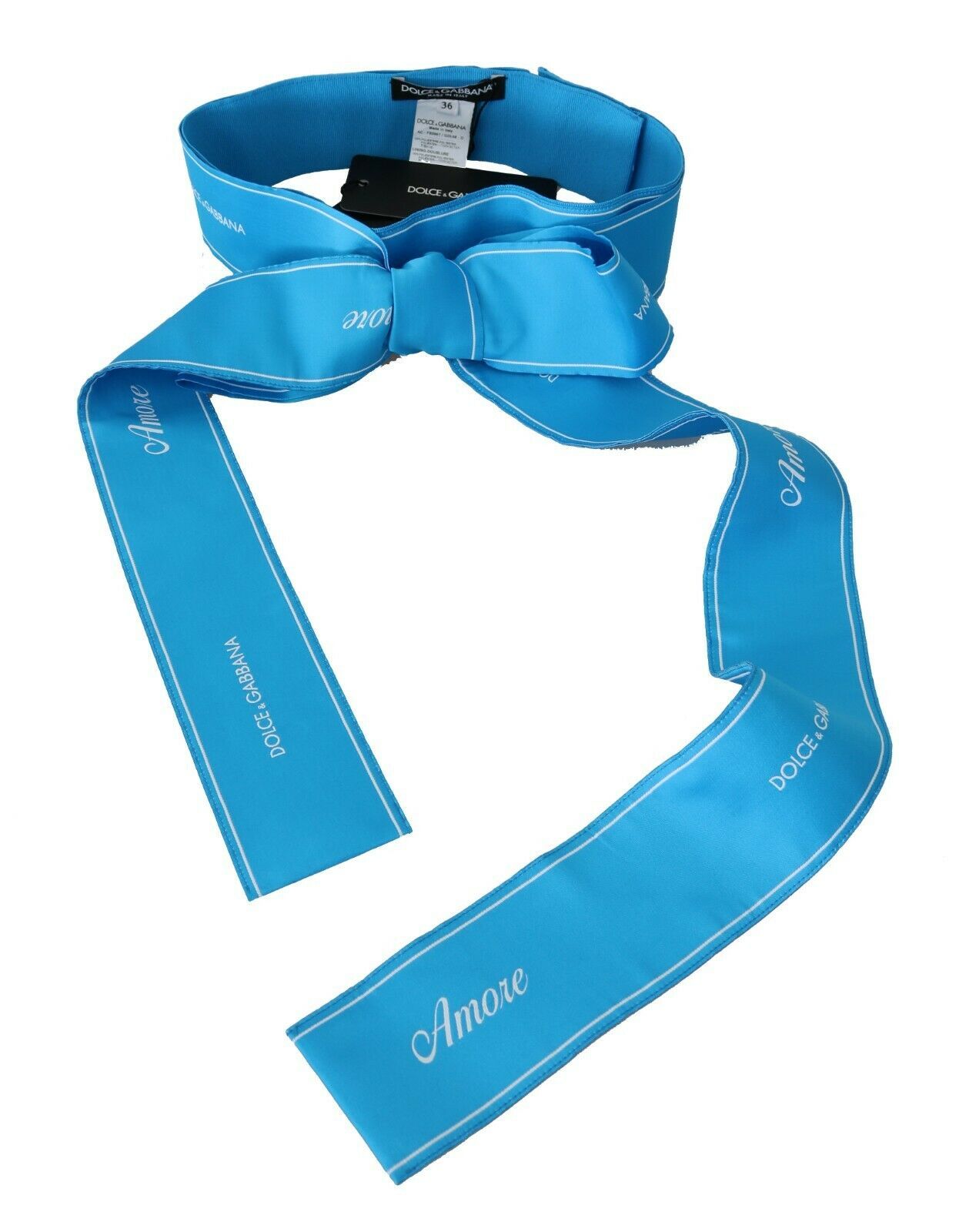 Ceinture large à nœud et ruban bleu Dolce &amp; Gabbana