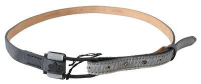 Ermanno Scervino Ceinture à boucle avec logo en cuir noir à franges