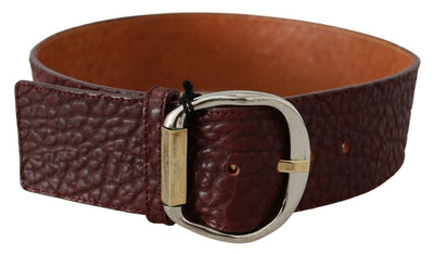 Ceinture large en cuir bordeaux GF Ferre, dorée et argentée