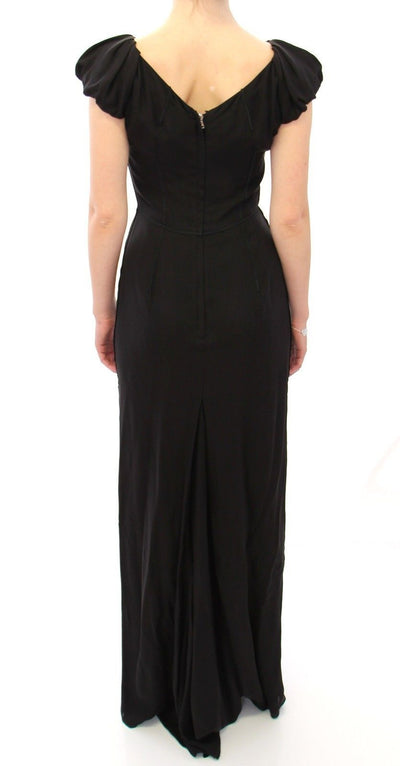 Dolce & Gabbana Black Silk Shortsleeve Gown Maxi IT Dress