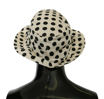Chapeau Trilby Dolce &amp; Gabbana blanc 100 % coton à pois