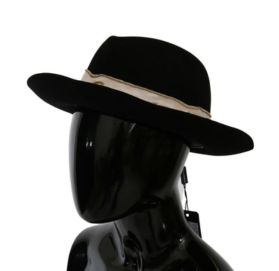Dolce &amp; Gabbana Chapeau Panama noir à large bord Lapin Amor Gignit