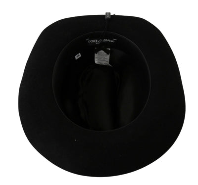 Dolce &amp; Gabbana Chapeau Panama noir à large bord Lapin Amor Gignit