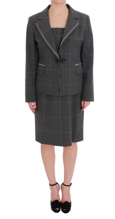 Ensemble blazer et robe en coton à carreaux gris BENCIVENGA