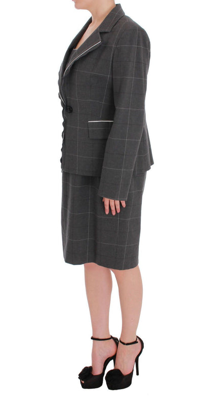 Ensemble blazer et robe en coton à carreaux gris BENCIVENGA
