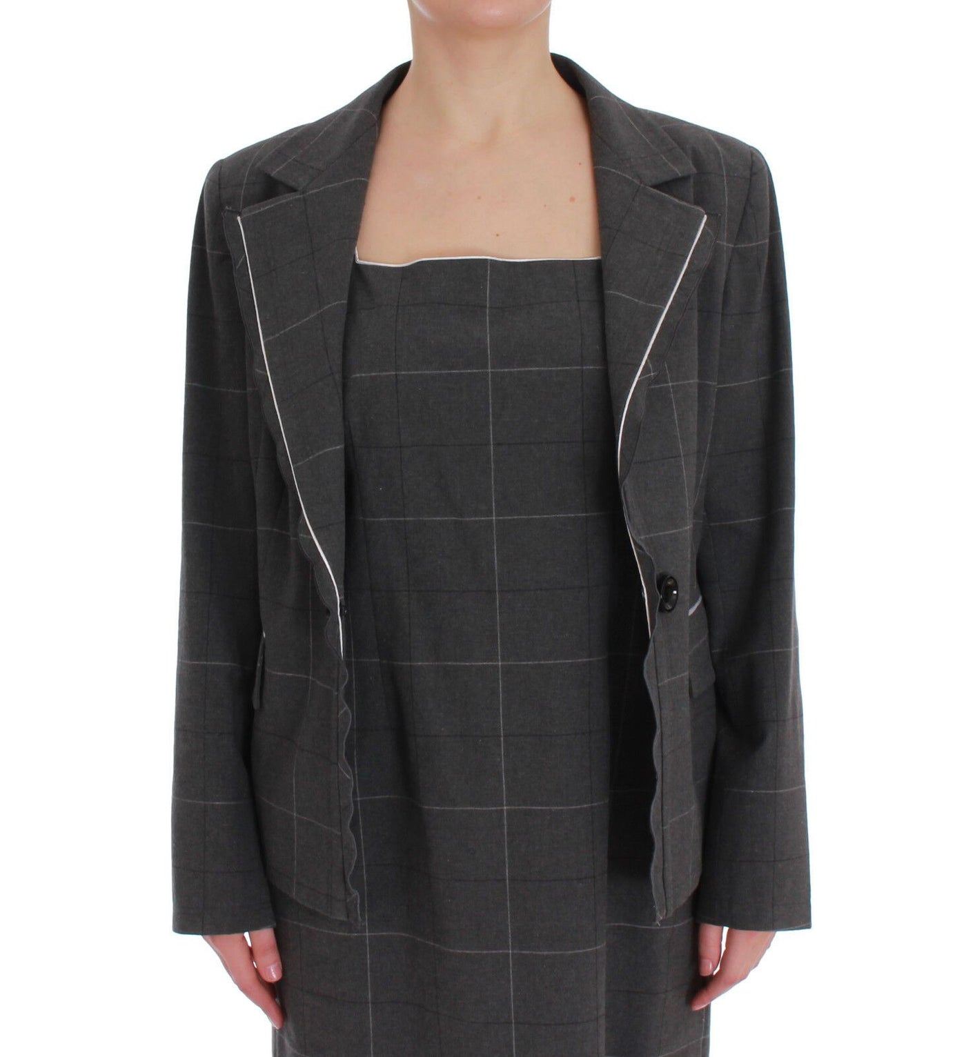 Ensemble blazer et robe en coton à carreaux gris BENCIVENGA