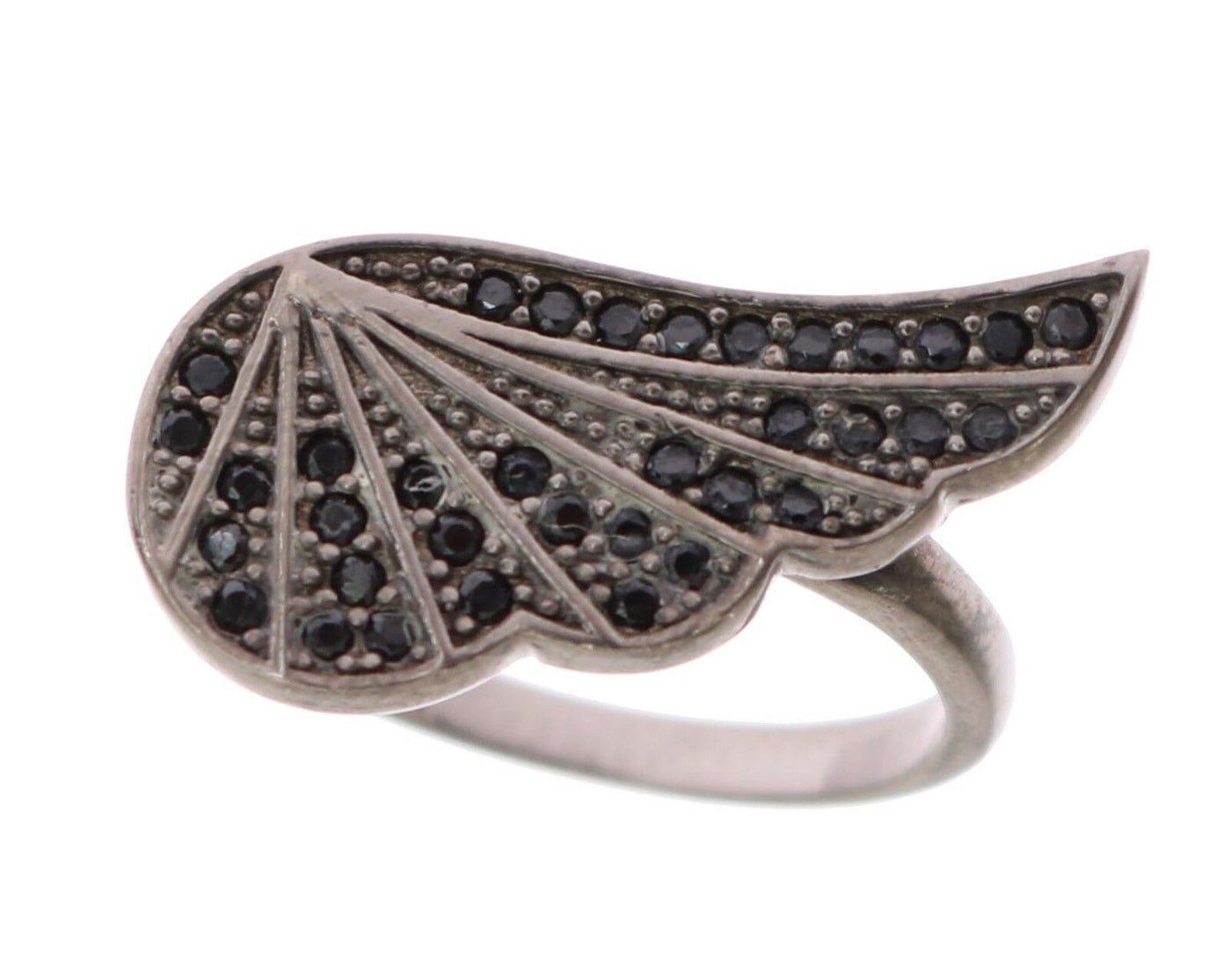 Nialaya Zilveren Dames Zwarte CZ Rhodium 925 Ring