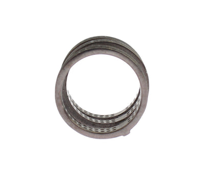 Nialaya Zwarte CZ Rhodium 925 Zilveren Ring