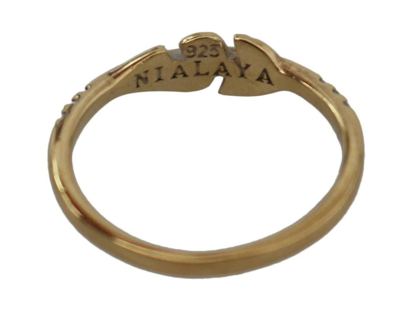 Nialaya Gold Feather Clear CZ 925 Zilver Dames