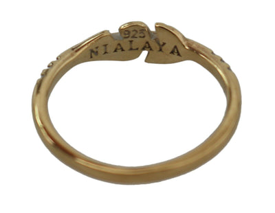 Nialaya Gold Feather Clear CZ 925 Zilver Dames