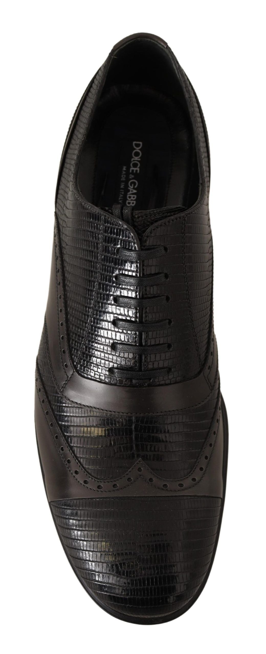Chaussures Oxford en cuir de lézard marron Dolce &amp; Gabbana