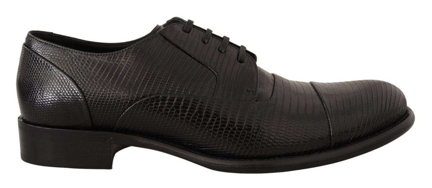 Chaussures Derby en cuir de lézard noir Dolce &amp; Gabbana