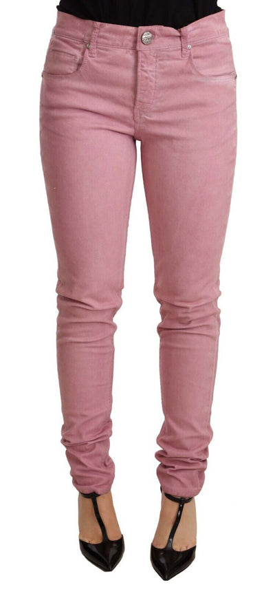 Pantalon slim en denim rose pour femme