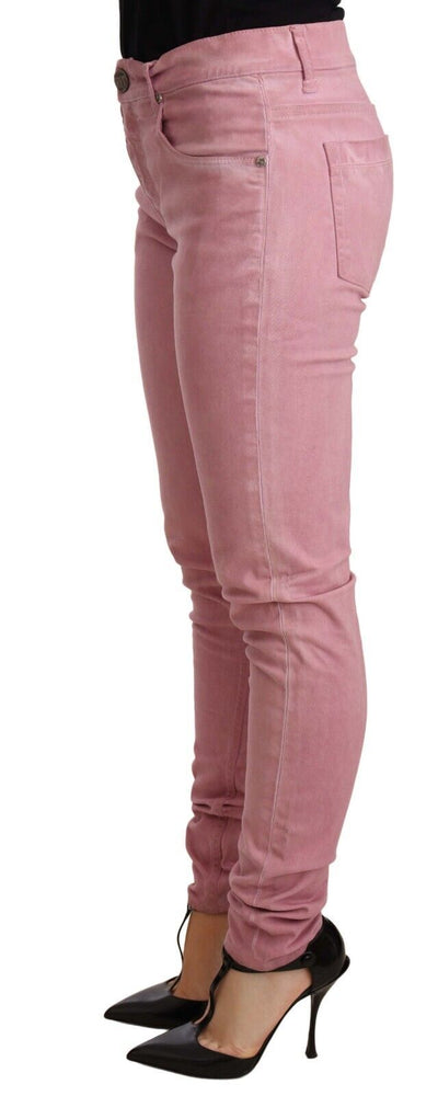 Pantalon slim en denim rose pour femme
