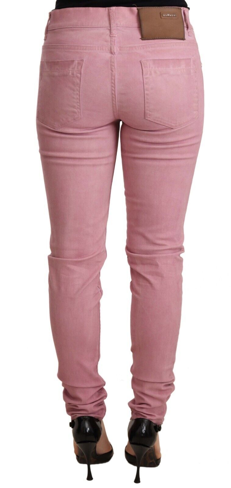 Pantalon slim en denim rose pour femme