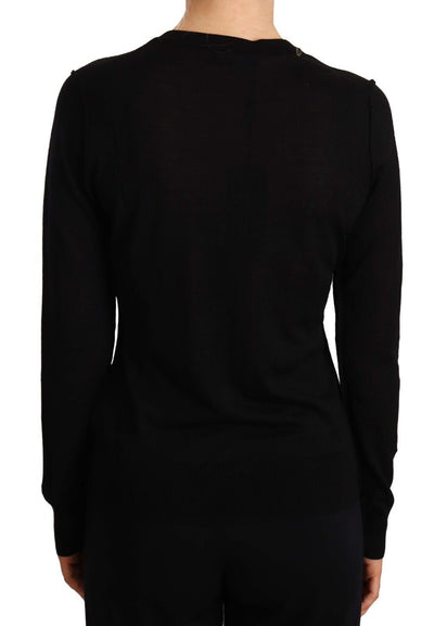 Pull ras du cou noir Dolce &amp; Gabbana en laine STAFF