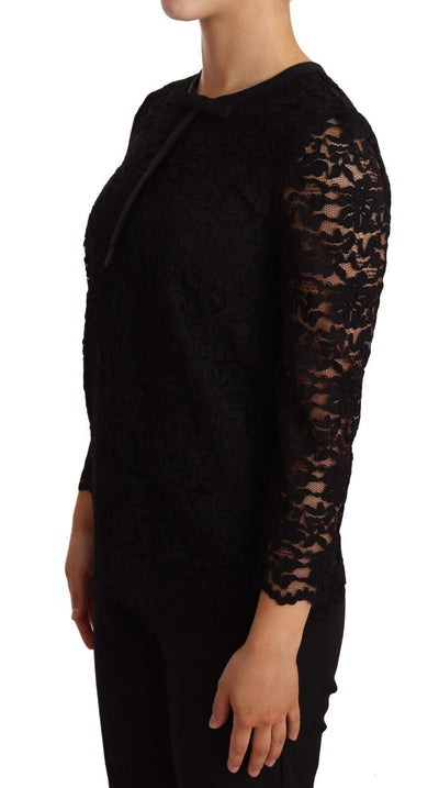 Chemisier en nylon noir à dentelle florale Dolce &amp; Gabbana